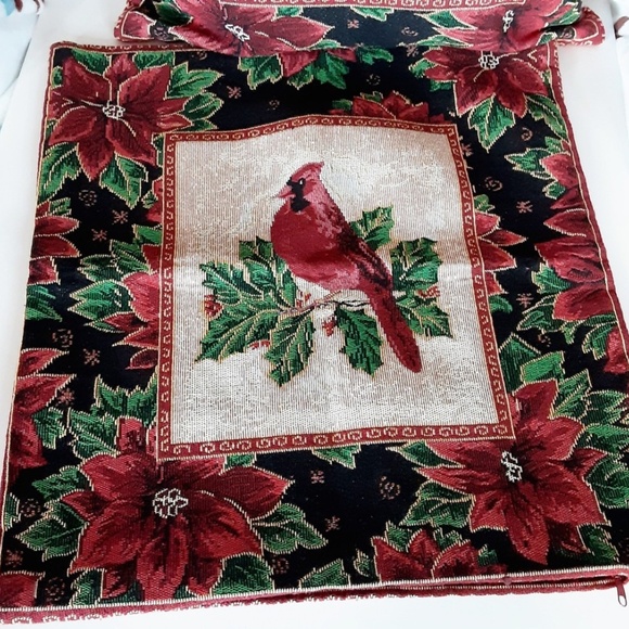 Christmas Cardinals Tapestry Pillow Covers 17 inch Set of 2 - Picture 10 of 10
